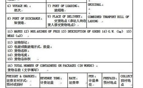 如何填寫海運提單的正文